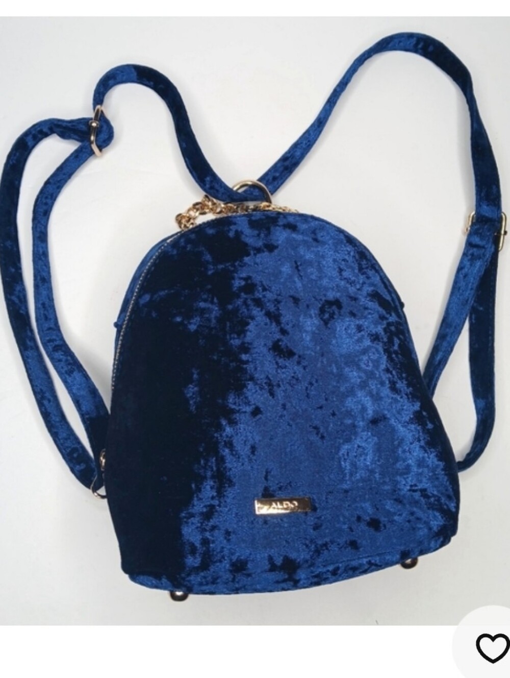 Aldo Deep Navy Velvet Mini Backpack with Gold Hardware